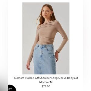 Astr Xiomara Ruched Off Shoulder Long Sleeve Bodysuit